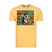 Vintage Mustard Aztec Sunflowers Horse Vintage Tee - LillyAllenDesigns