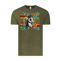 Vintage Olive Aztec Sunflowers Horse Vintage Tee - LillyAllenDesigns
