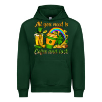 Forest Green St. Patrick's All you need is coffee and luck Urban Hoodie - OliviaCreatesArt
