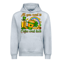 Heather Grey St. Patrick's All you need is coffee and luck Urban Hoodie - OliviaCreatesArt
