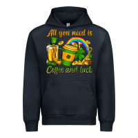 Navy St. Patrick's All you need is coffee and luck Urban Hoodie - OliviaCreatesArt