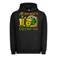 Pigment Black St. Patrick's All you need is coffee and luck Urban Hoodie - OliviaCreatesArt