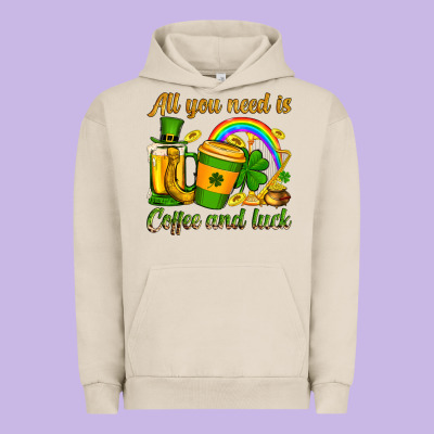 St. Patrick's All You Need Is Coffee And Luck Urban Hoodie Designed By Oliviacreatesart