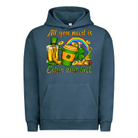 Pigment Midnight Navy St. Patrick's All you need is coffee and luck Urban Hoodie - OliviaCreatesArt