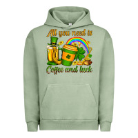 Pigment Oil Green St. Patrick's All you need is coffee and luck Urban Hoodie - OliviaCreatesArt