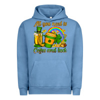 Pigment Pebble Blue St. Patrick's All you need is coffee and luck Urban Hoodie - OliviaCreatesArt