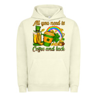Pigment Pistachio St. Patrick's All you need is coffee and luck Urban Hoodie - OliviaCreatesArt
