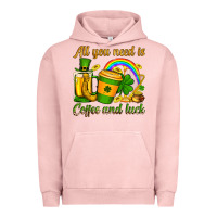 Pigment Salmon St. Patrick's All you need is coffee and luck Urban Hoodie - OliviaCreatesArt