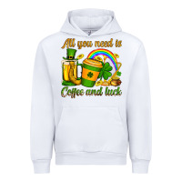 White St. Patrick's All you need is coffee and luck Urban Hoodie - OliviaCreatesArt