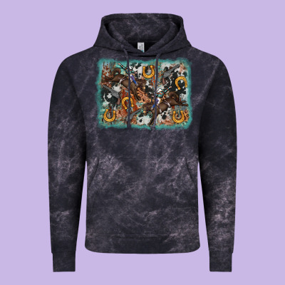 Bucking Bronco Rodeo Revolver Western Background Vintage Hoodie Designed By Adodesignshop