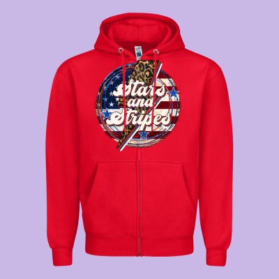 Western Stars And Stripes 4th Of July Zipper Hoodie Designed By Lillyallendesigns