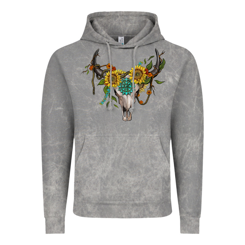 Boho Bullskull With Sunflower And Gemstone Vintage Hoodie by Artiststas | Teevron
