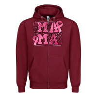 Burgundy Breast Cancer Awareness mama Zipper Hoodie - LillyAllenDesigns