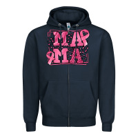 Navy Breast Cancer Awareness mama Zipper Hoodie - LillyAllenDesigns