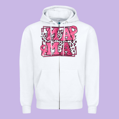 Breast Cancer Awareness Mama Zipper Hoodie Designed By Lillyallendesigns