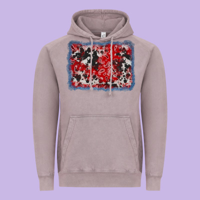 Bandana Cowhide Denim Background Vintage Hoodie Designed By Adodesignshop