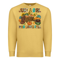 Antique Gold Just a Girl Who Loves Fall Premium Sweatshirt - texasbilliewilder