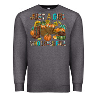 Charcoal Heather Just a Girl Who Loves Fall Premium Sweatshirt - texasbilliewilder