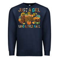 Navy Just a Girl Who Loves Fall Premium Sweatshirt - texasbilliewilder