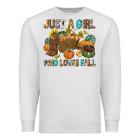 Oatmeal Heather Just a Girl Who Loves Fall Premium Sweatshirt - texasbilliewilder