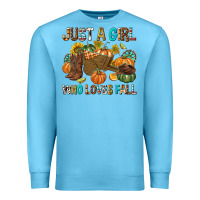 Ocean Blue Just a Girl Who Loves Fall Premium Sweatshirt - texasbilliewilder