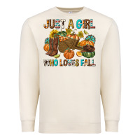 Sandshell Just a Girl Who Loves Fall Premium Sweatshirt - texasbilliewilder