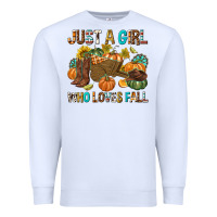 White Just a Girl Who Loves Fall Premium Sweatshirt - texasbilliewilder