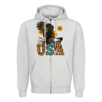 Dove Grey Western Usa Eagle 4th of July Zipper Hoodie - LillyAllenDesigns