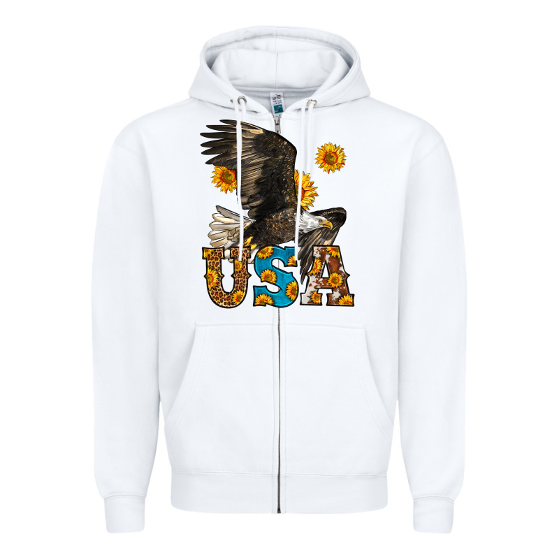 Western Usa Eagle 4th Of July Zipper Hoodie by LillyAllenDesigns | Teevron