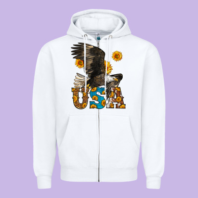 Western Usa Eagle 4th Of July Zipper Hoodie Designed By Lillyallendesigns