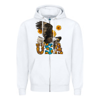 White Western Usa Eagle 4th of July Zipper Hoodie - LillyAllenDesigns