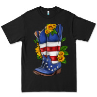 American Cowboy Boot With Sunflower Premium Tee | Teevron