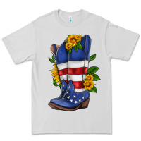 Dove Grey american cowboy boot with sunflower Premium Tee - HRA Design Shop