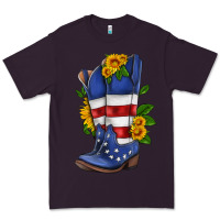 Plum american cowboy boot with sunflower Premium Tee - HRA Design Shop