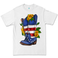 White american cowboy boot with sunflower Premium Tee - HRA Design Shop