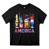 Black 4th of July American drinks America Heavy Core Tee - Neo Western