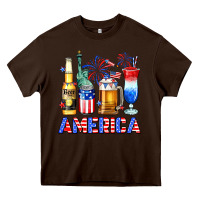 Chocolate Brown 4th of July American drinks America Heavy Core Tee - Neo Western
