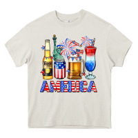 Cream 4th of July American drinks America Heavy Core Tee - Neo Western