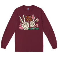 Burgundy good energy is contagious Long Sleeve Tee - MaliasSmallBusiness