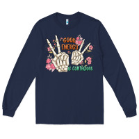 Navy good energy is contagious Long Sleeve Tee - MaliasSmallBusiness