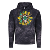 Cloud Black boho bullskull with sunflower and gemstone Vintage Hoodie - Artiststas
