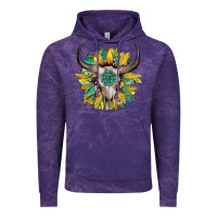Cloud Purple boho bullskull with sunflower and gemstone Vintage Hoodie - Artiststas