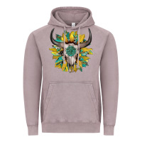 Vintage Zinc boho bullskull with sunflower and gemstone Vintage Hoodie - Artiststas