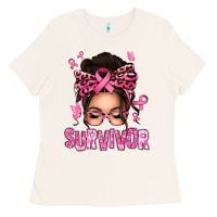 Bone breast cancer survivor afro messy bun Ladies Tee - texasbilliewilder
