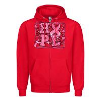 Red Western Hope Breast Cancer Awareness Ribbon Zipper Hoodie - LillyAllenDesigns