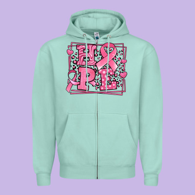 Western Hope Breast Cancer Awareness Ribbon Zipper Hoodie Designed By Lillyallendesigns