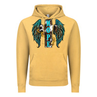 Vintage Mustard Western Wings Cross Hope Vintage Hoodie - RanaPortraitStore