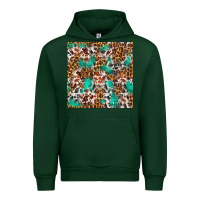 Forest Green Western Turquoise Glitter Cowhide Leopard Seamless Urban Hoodie - FaDigitalArtStudio