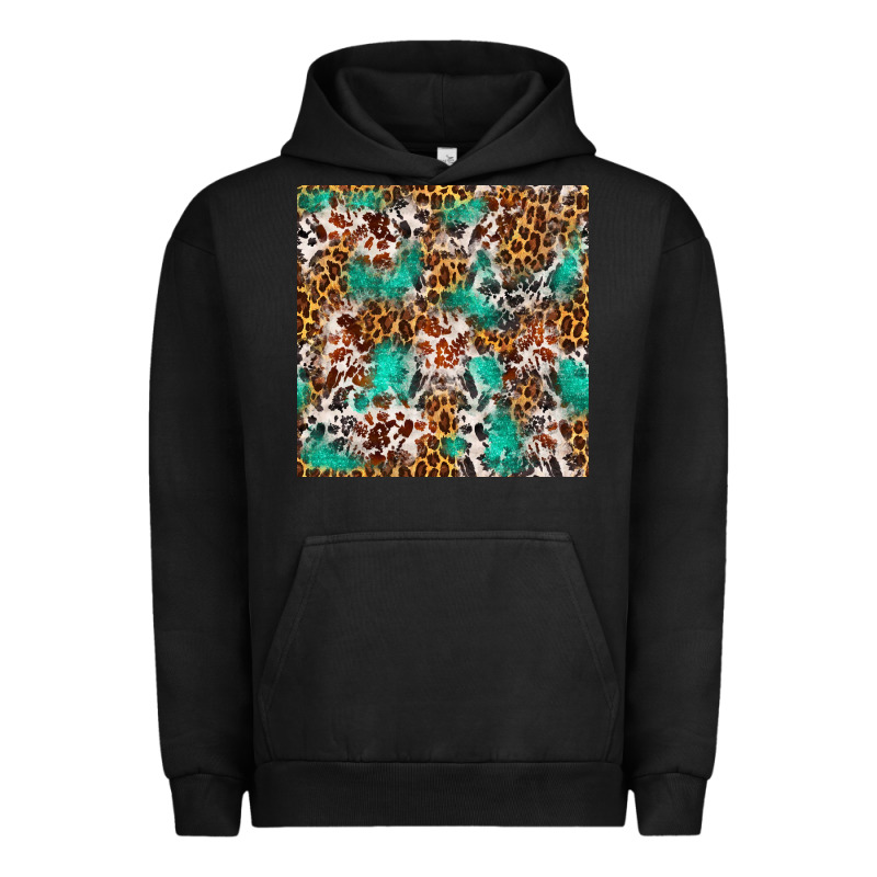 Western Turquoise Glitter Cowhide Leopard Seamless Urban Hoodie by FaDigitalArtStudio | Teevron