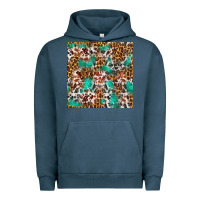 Pigment Midnight Navy Western Turquoise Glitter Cowhide Leopard Seamless Urban Hoodie - FaDigitalArtStudio